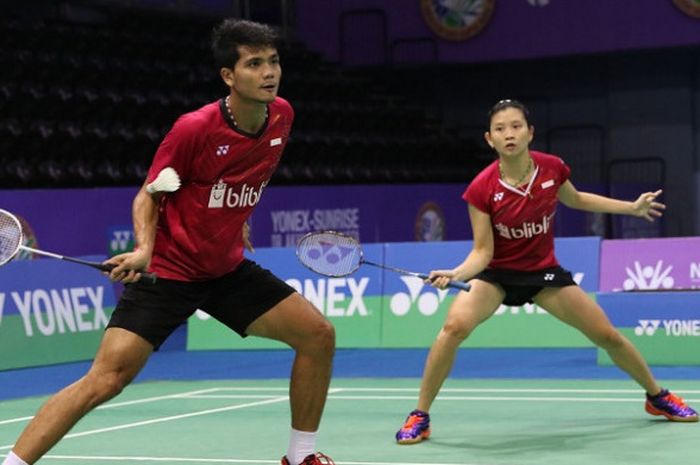 Pasangan ganda campuran Indonesia, Ricky Karanda Suwardi/Debby Susanto, tampil pada babak kedua India Terbuka yang berlangsung di Siri Fort Indoor Stadium, Jumat (1/2/2018).