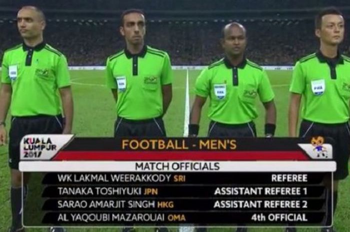 Wasit yang memimpin laga Semifinal SEA Games 2017, Malaysia Vs Indonesia, Sabtu (26/8/2017)