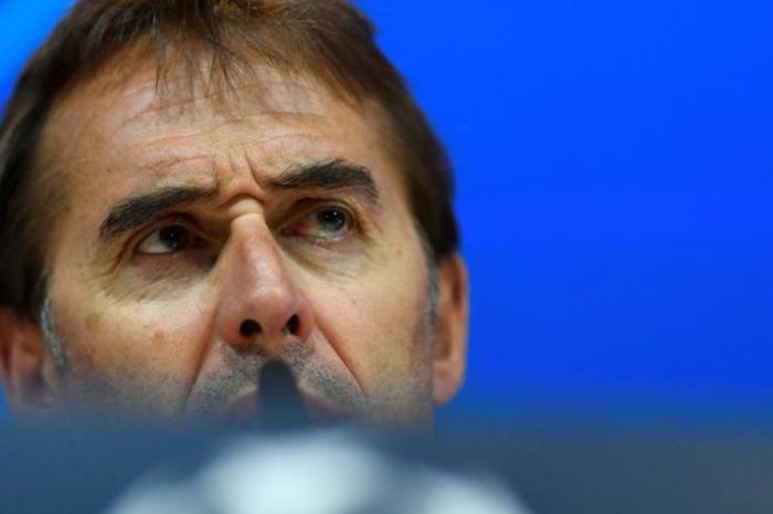 Julen Lopetegui dalam acara jumpa pers di Valdebebas, Madrid, 18 September 2018, menjelang laga Liga Champions antara Real Madrid kontra AS Roma.