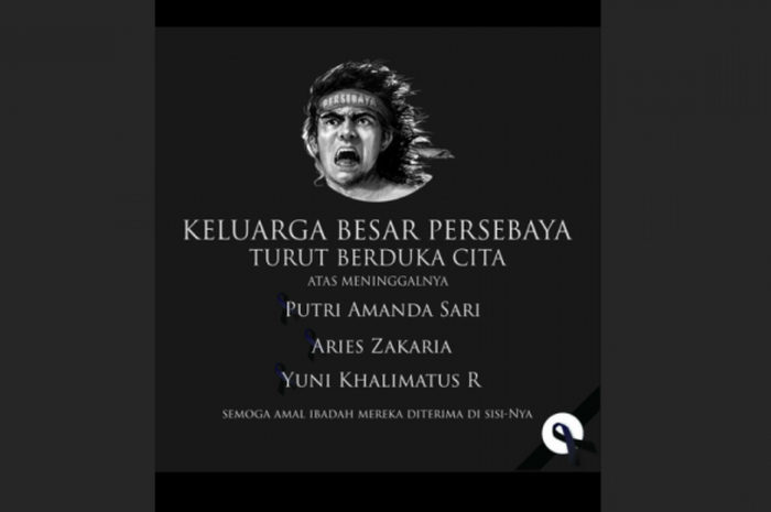 keluarga besar persebaya turut berduka atas meninggalnya 3 orang bonek akibat kecelakaan lalu lintas