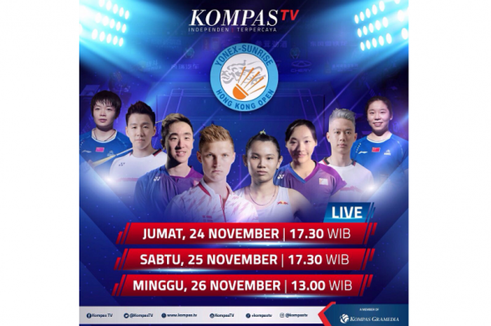 Jadwal Tayang Hong Kong Open 2017 di Kompas TV