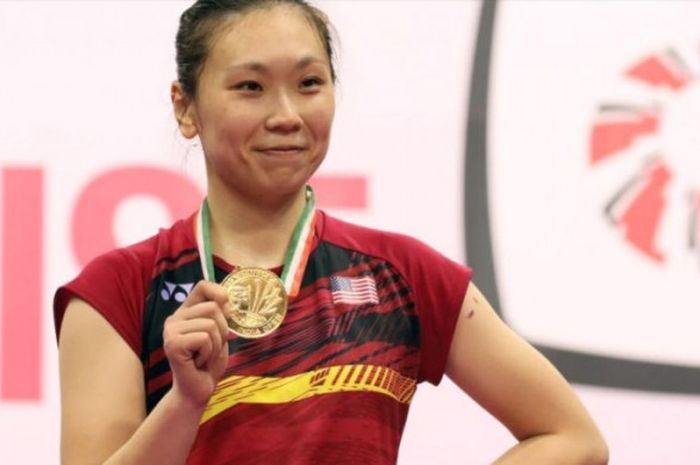 Pebulu tangkis tunggal putri Amerika Serikat, Zhang Beiwen, yang sukses merebut gelar India Open 2018. 