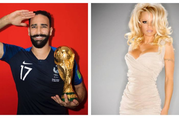 Kolase foto Adil Rami (kiri) dan Pamela Anderson