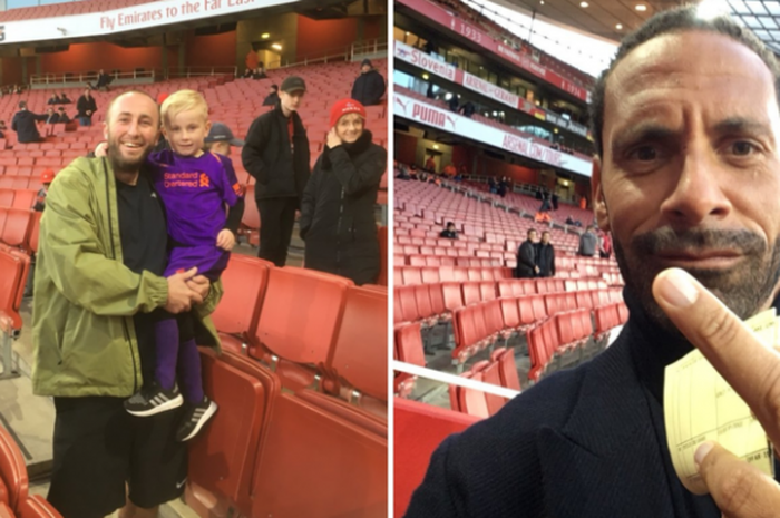 Foto unggahan fan Liverpool, Joe Jaggar, di akun Twitter-nya yang diambil oleh mantan bek Manchester Unioted, Rio Ferdinand.