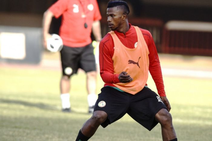 Keita Balde Diao dalam sesi latihan bersama timnas Senegal di Leopold Sedar Senghor Stadium, Dakar, 25 Mei 2018.