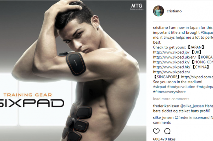 Cristiano Ronaldo menjadi endorse TRAINING GEAR SIXPAD