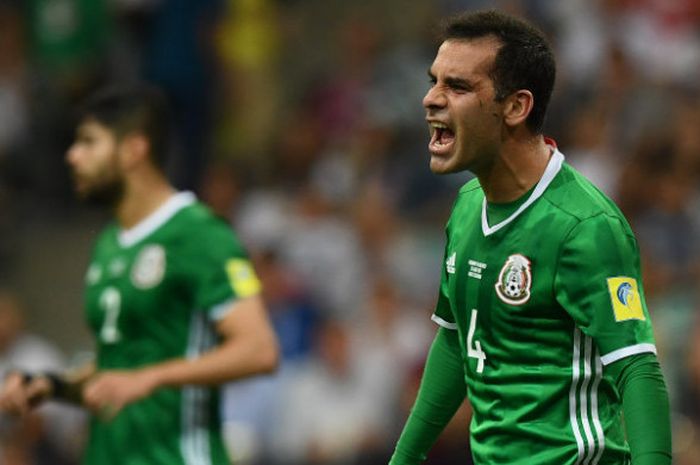 Bek timnas Meksiko, Rafael Marquez, dalam pertandingan melawan Jerman pada 29 Juni 2017