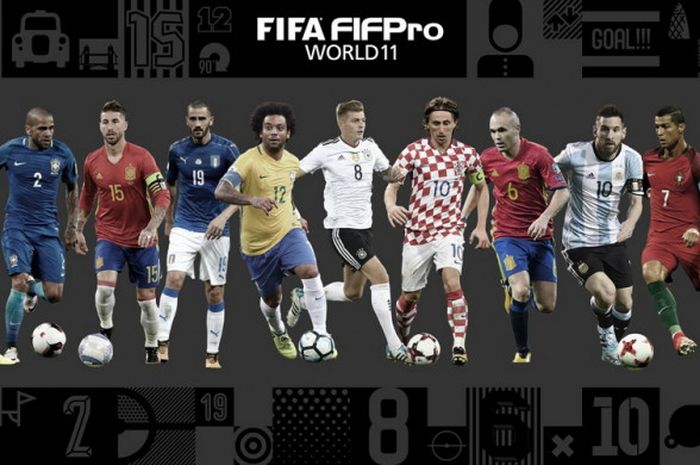 Para pemain yang tergabung dalam FIFPro World XI 2017.