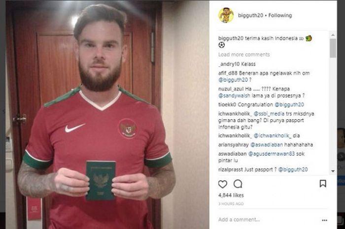 Postingan Danny Guthrie di media sosial instagram, Jumat (18/5/2018)