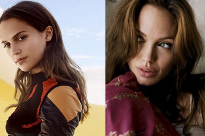 Alicia Vikander (kiri) dan Angelina Jolie (kanan)