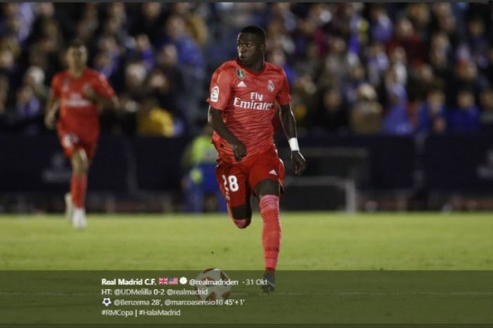 Aksi Vinicius Junior pada laga Real Madrid kontra Melilla pada laga 32 besar Copa del Rey, Rabu, 31 Oktober 2018 atau Kamis dini hari WIB.