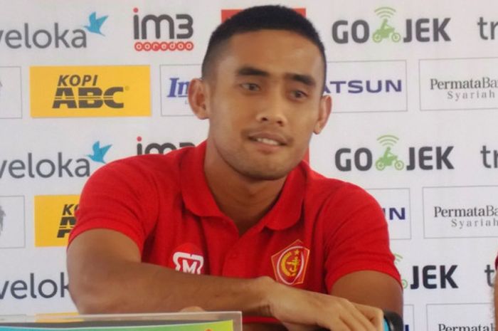 Agil Munawar (PS TNI) dalam jumpa pers menjelang partai Persib vs PS TNI.