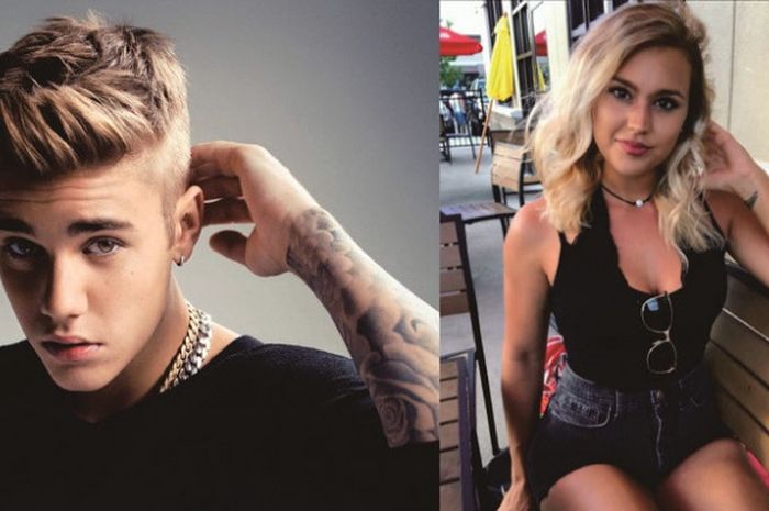 Jessica Gober (kiri) dan Justin Bieber (kanan)