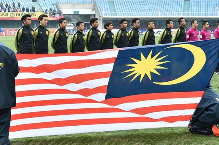 Para pemain timnas U-23 Malaysia sebelum melakoni laga kedua Grup C PIala Asia U-23 2018 kontra timnas U-23 Yordania di Stadion Changshu, China, Sabtu (13/1/2018) sore. 