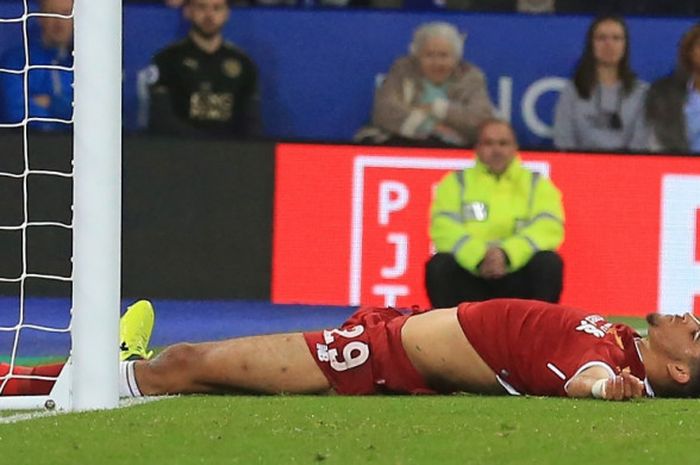 Dominic Solanke merasa frustrasi karena gagal memanfaatkan kans saat Liverpool kalah dari Leicester pada partai babak ketiga Piala Liga Inggris di Stadion King power, 19 September 2017.