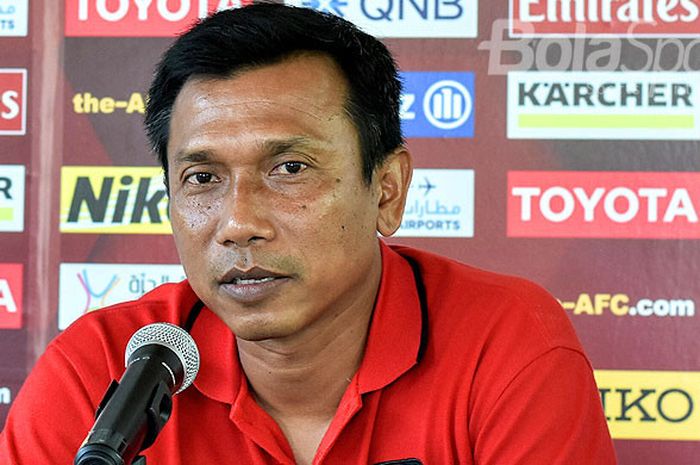 Pelatih Bali United, Widodo Cahyono Putro, saat sesi jumpa pers di Maya Hotel Sanur, Selasa (6/3/2018), menjelang laga Piala AFC melawan Thanh Hoa FC di Stadion Kapten I Wayan Dipta.