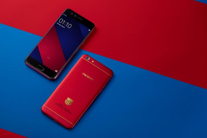 OPPO F3 FC Barcelona Limited Edition resmi diluncurkan di Jakarta, Senin (7/8/2017).