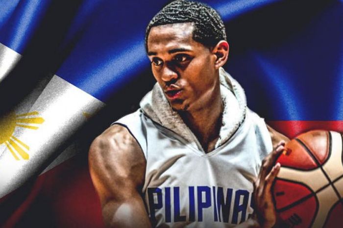 Poster Jordan Clarkson dengan latar belakang Bendera Filipina.