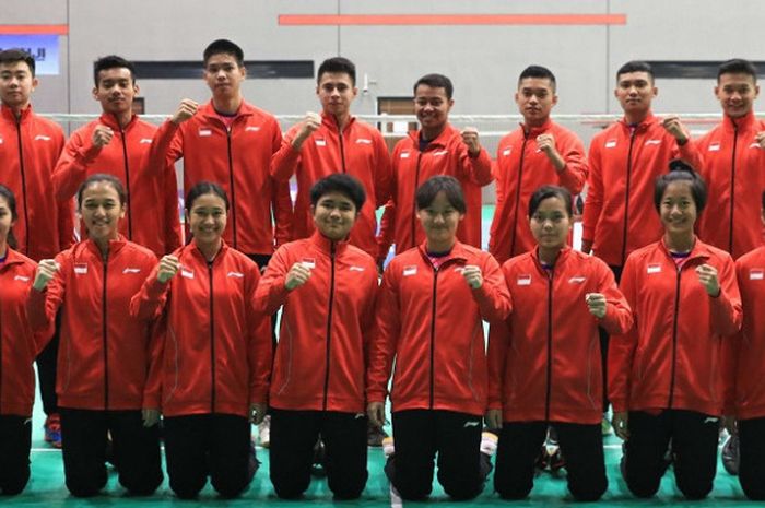 Tim Indonesia yang tampil pada Kejuaraan Asia Junior 2018 di Jaya Raya Sport Hall Training Center, Jakarta, 14-22 Juli.