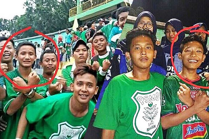 Abdur Rahman Rangkuti (kiri) saat memberikan dukungan kepada PSMS Medan di Stadion Teladan. Kenangan Muhammad Rizky Rangkuti (kanan) dalam laga PSMS Medan versus Arema FC, Sabtu (26/5/2018) malam di Stadion Teladan.