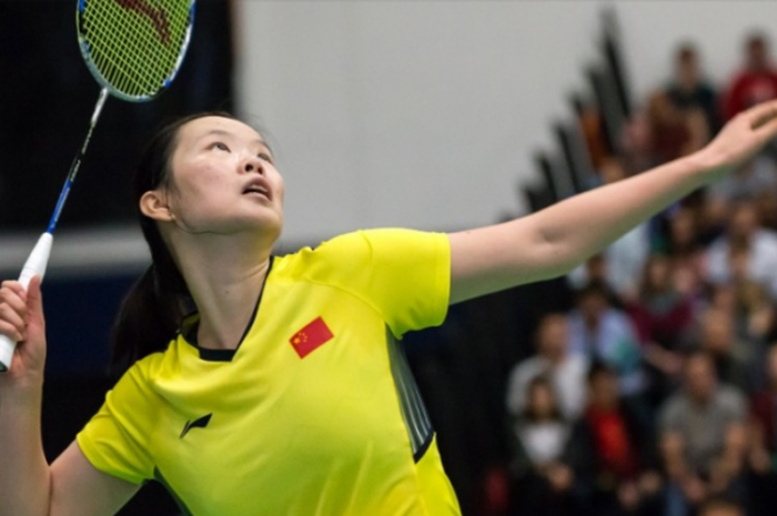 Pebulu tangkis tunggal putri China, Li Xuerui, saat tampil di pertandingan final US Open 2018, Minggu (17/6/2018). 