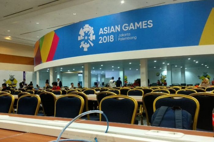 Media Center di Jakarta Convention Center,  Jakarta, Sabtu (18/8/2018).