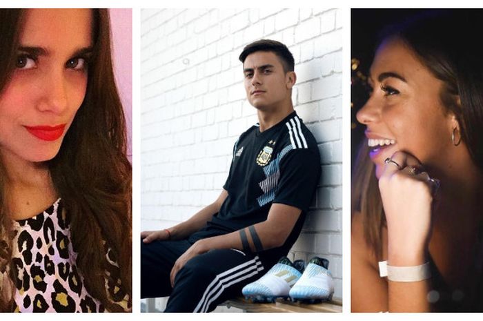 Paulo Dybala di antara Antonella Cavalieri (kiri) dan Ginevra Sozzi