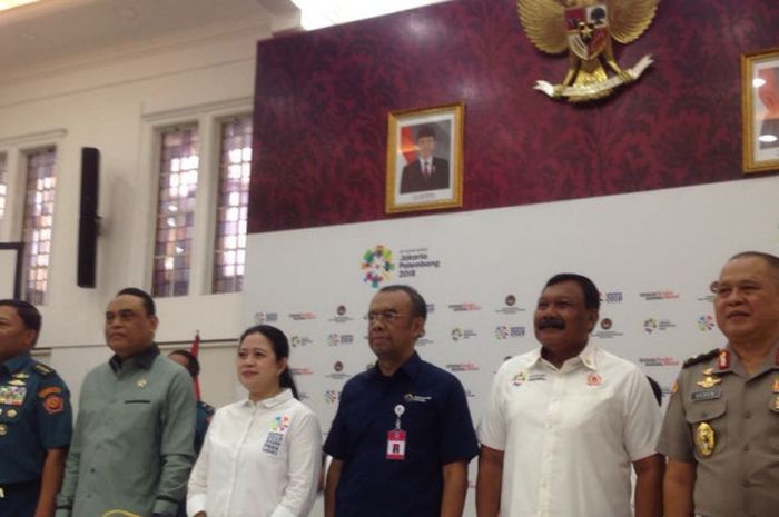 Konferensi pers pasca Asian Games 2018 yang berlangsung di Kementerian Koordinator Bidang Pembangunan Manusia dan Kebudayaan, Senin (3/9/2018).