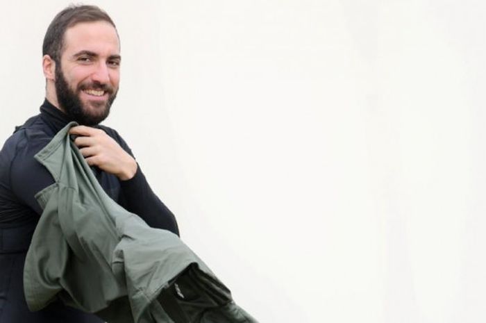 Gonzalo Higuain saat menghadiri sesi latihan tim Juventus di Vinovo menjelang duel Liga Champions lawan Tottenham Hotspur, 6 Maret 2018.