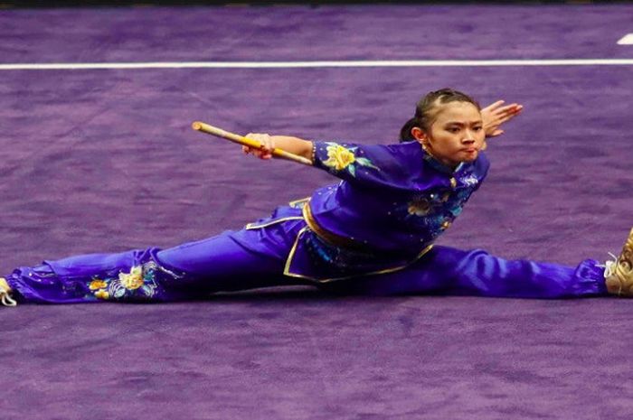 Felda Elvira Santoso berhasil meraih medali emas SEA Games 2017 dari cabang wushu nomor Daoshu yang digelar pada Senin (21/8/2017).