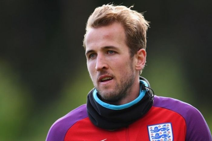 Harry Kane saat sesi latihan Inggris untuk bagian media akses di St Goerge's Park, 06 Juni 2017. 