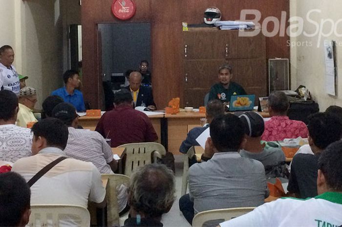 Suasana technical meeting Liga 3 Zona Sumut, Minggu (30/7/2017) siang di kantor Asprov PSSI Sumut.