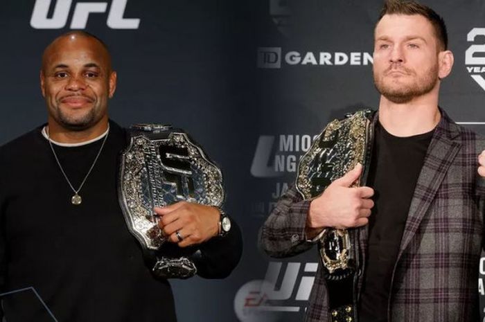 Juara kelas berat ringan, Daniel Cormier, (kiri) akan bertanding melawan juara kelas berat, Stipe Miocic. (kanan) pada UFC 226 yang akan berlangsung pada tanggal 7 Juli 2018 di T-Mobile Arena, Las Vegas, Amerika Serikat.