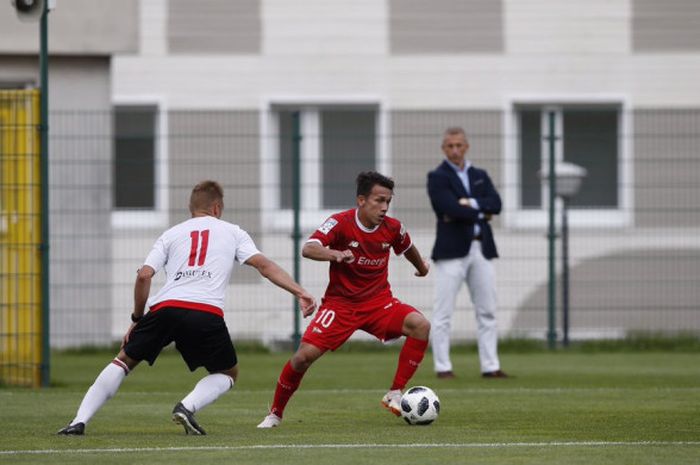 Aksi Egy Maulana bersama Lechia Gdansk saat melawan Bytovia Bytow, di Cetniewo, pada Jumat (29/6/2018)