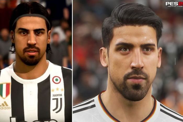 Sami Khedira di FIFA 18 (kanan) dan PES 2018 (kiri)