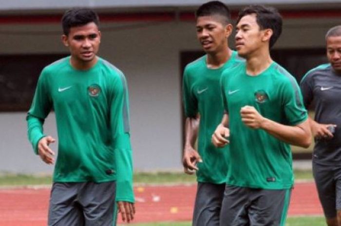 Para pemain timnas U-19 Indonesia sedang latihan 