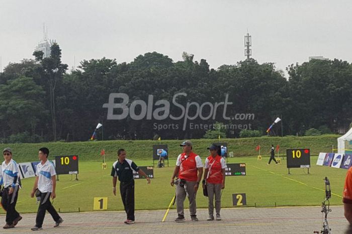 Indonesia meraih medali perunggu di cabang olahraga panah nomor mixed team compound, Rabu, (14/2/2018).