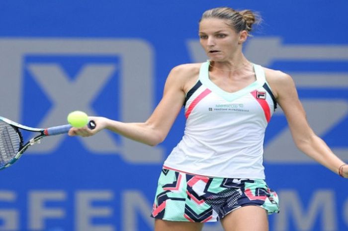 Karolina Pliskova saat bertanding di ajang Wuhan Open 2017.