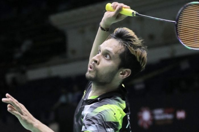 Pebulu tangkis tunggal putra asal India, Parupalli Kashyap, saat tampil pada babak pertama Thailand Open 2011 di Nimibutr Stadium, Bangkok, Thailand, pada Rabu (11/7/2018)