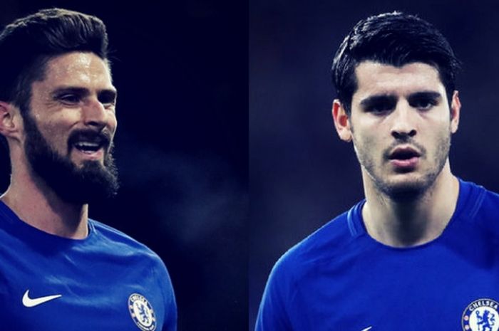 Olivier Giroud (kiri) dan Alvaro Morata (kanan)