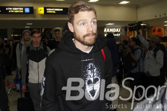 Para pemain timnas Islandia tiba di Bandara Internasional Adi Sutjipto, Yogyakarta, pada Minggu (7/1/2018) jelang laga melawan Indonesia Selection.