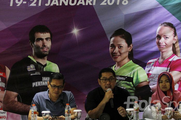 Acara jumpa pers Seri I Proliga 2018 di Yogyakarta.