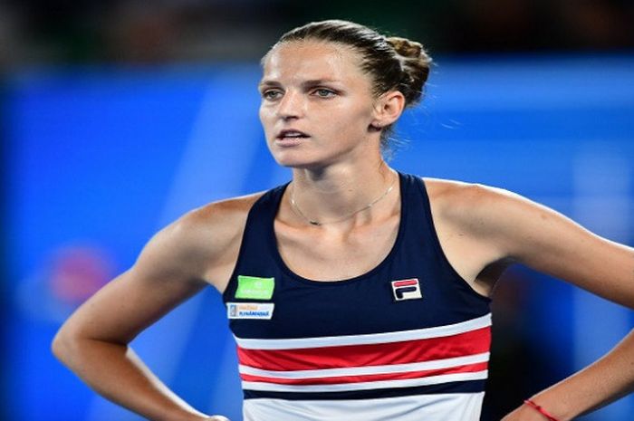 Ekspresi Karolina Pliskova saat bertanding pada babak 16 besar Australian Open 2018 yang digelar Senin (22/1/2018).