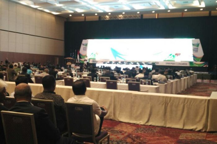 Suasana pembukaan Kongres Tahunan PSSI 2018 di ICE, BSD, Tangerang, Banten, Sabtu (13/1/2018) siang. 