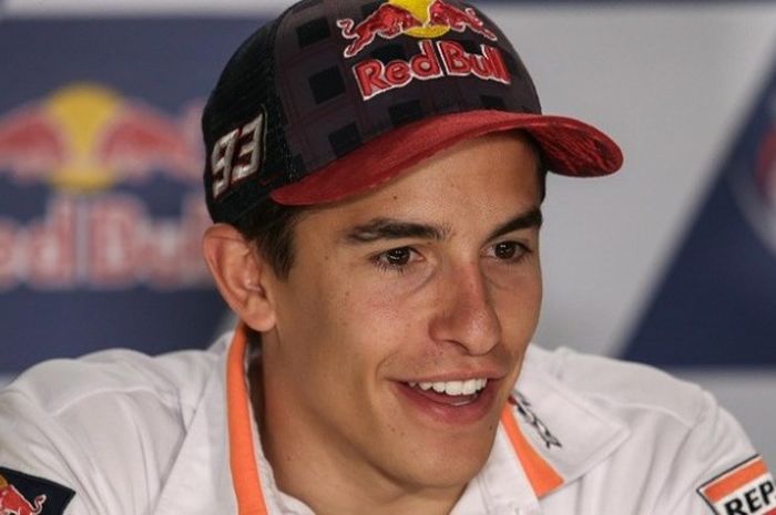 Pebalap Repsol Honda, Marc Marquez, berbicara pada konferensi pers jelang MotoGP Americas di Circuit of The Americas (COTA), Kamis (20/4/2017).