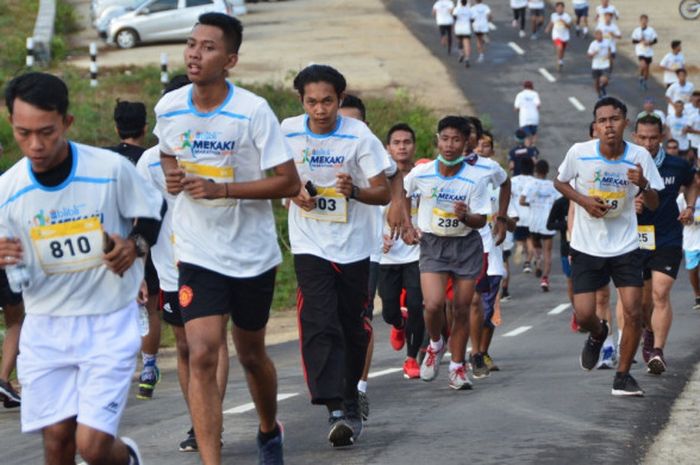 Suasana Blibli Mekaki Marathon 2018 di Pantai Mekaki, Sekotong, Lombok Barat, 28 Agustus 2018. 