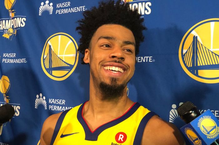 Quinn Cook saat jumpa media setelah berhasil mengalahkan Phoenix Suns Minggu (18/03/2018) WIB.