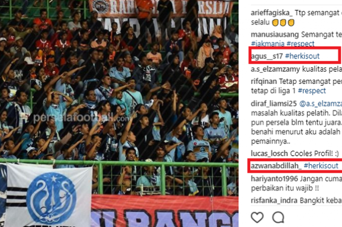 tagar heriksout bertebaran di sosial media Persela Lamongan