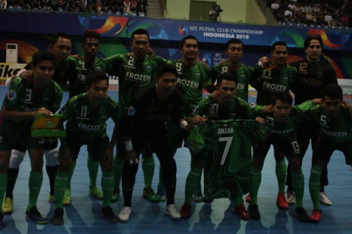 Para pemain Vamos Mataram berpose menjelang pertandingan AFC Klub Futsal 2018.