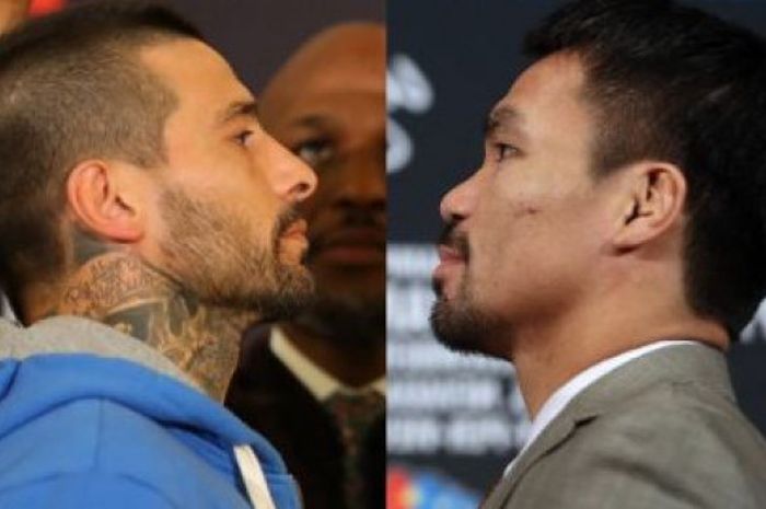 Lucas Matthysse (kiri) dan Manny Pacquiao (kanan). 